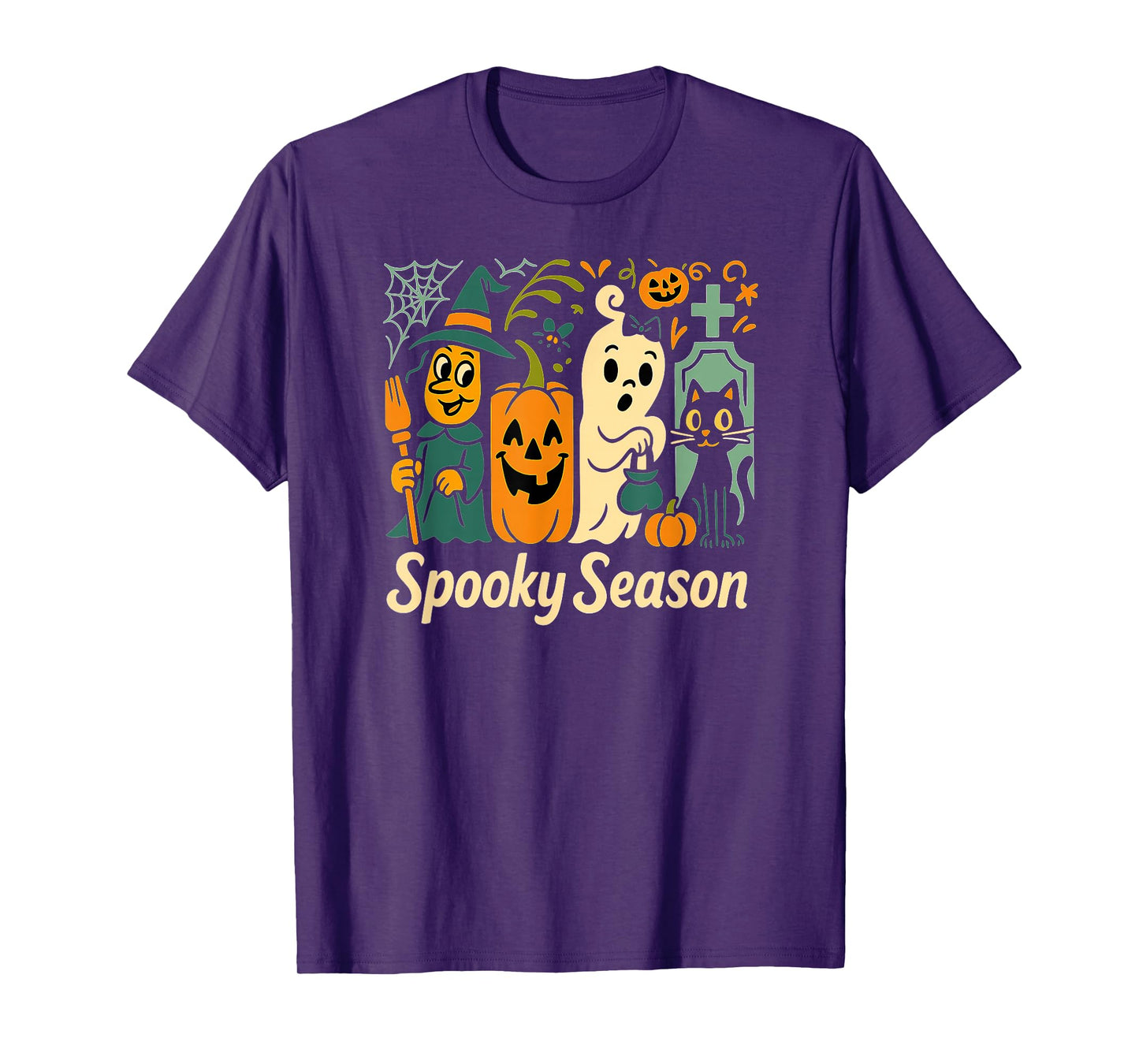Spooky Season, Cute Witch Pumpkin Ghost, Cat and Tombstone T-Shirt