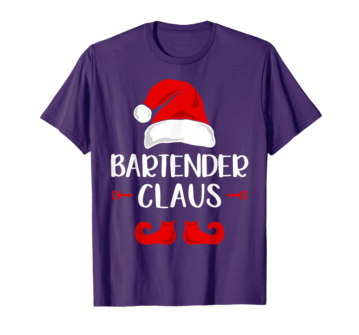 Bartender Claus Funny Santa Claus Hat Merry Christmas T-Shirt