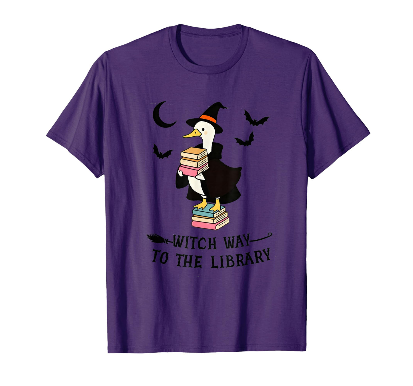 Book Halloween, Duck for Halloween Librarian, Witch Way to T-Shirt