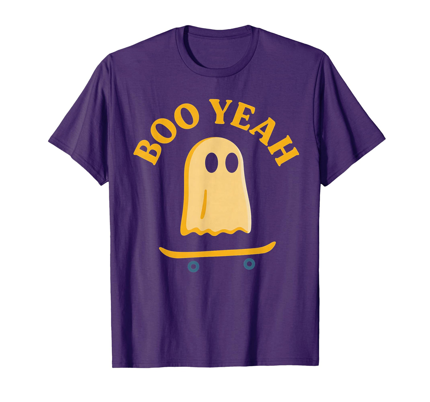 Boo Yeah Ghost On Skateboard Funny Halloween Costume T-Shirt