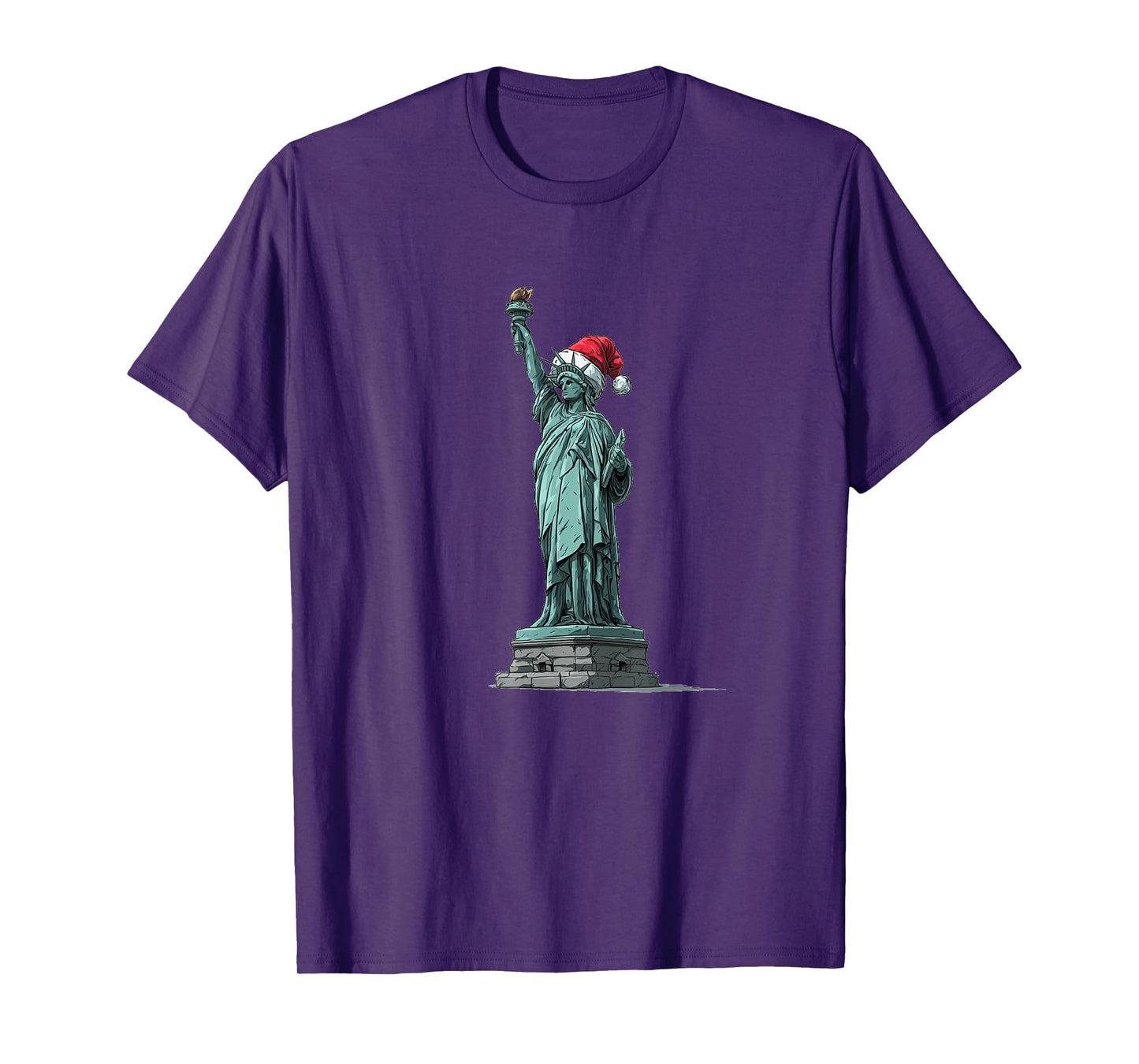 Patriotic Christmas Look with Liberty and Santa Claus Hat T-Shirt
