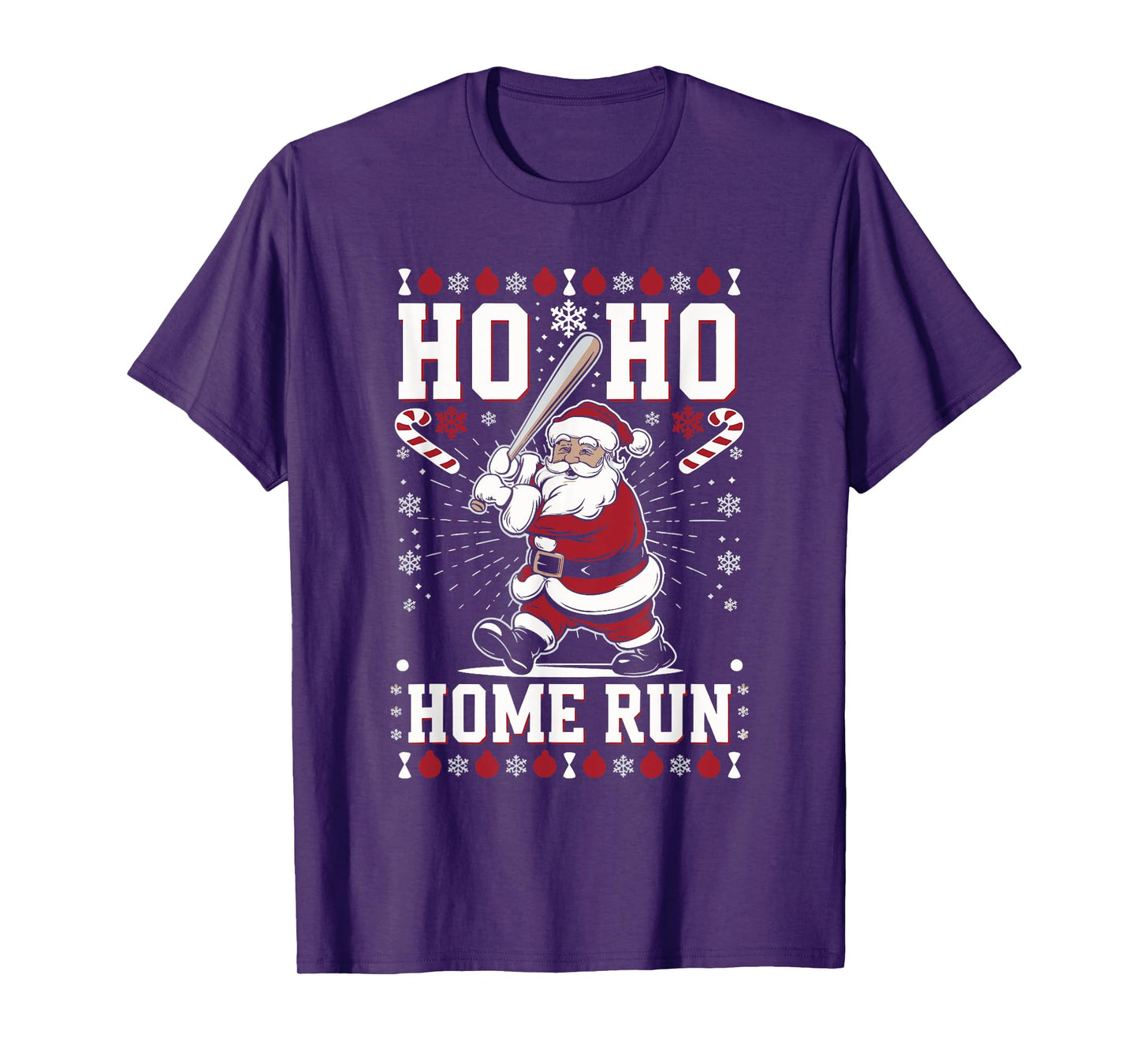 Christmas Santa Baseball Home Run Ho Ho Home Run T-Shirt, Unisex-Adults, Unisex-Kids, Black, Small, Short Sleeve, T-Shirt