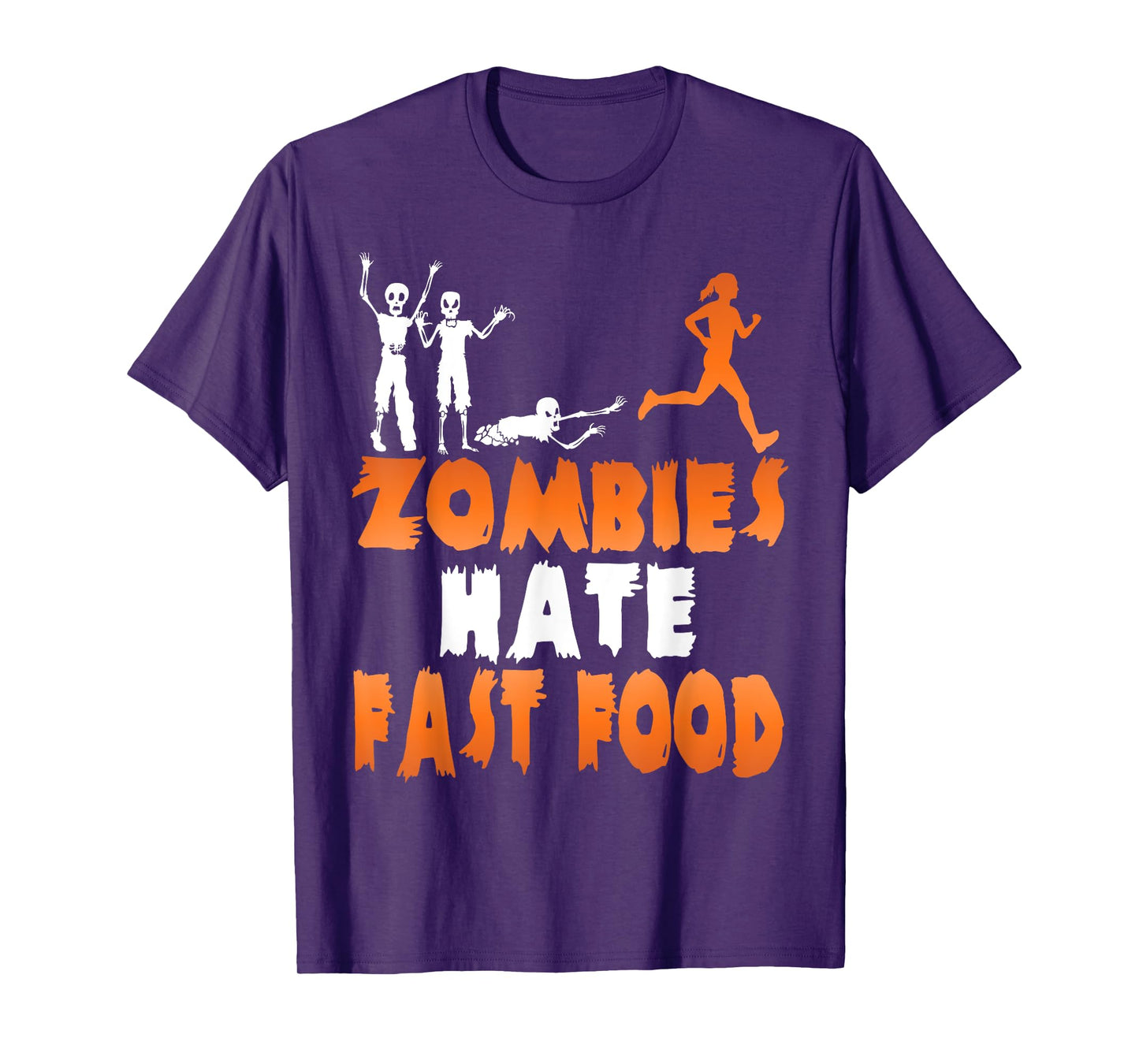 Zombies Hate Fast Food Funny Halloween Running T-Shirt