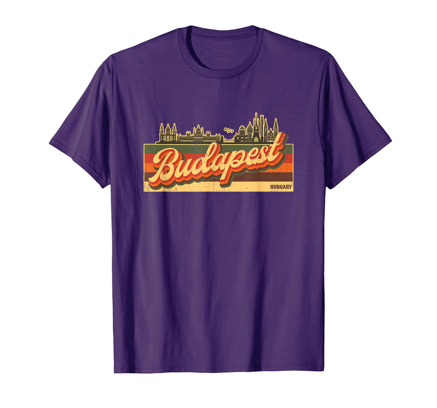 Budapest Skyline & Hungary Retro Stripes - Hungarian Pride T-Shirt