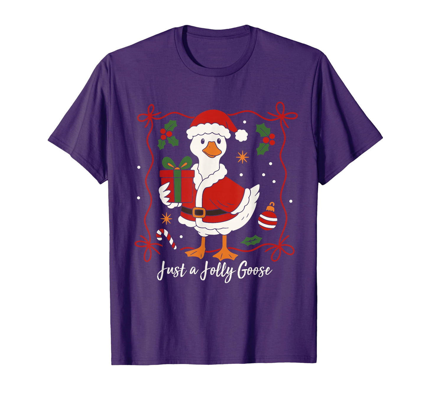 Just A Jolly Goose Merry Christmas Santa Hat Xmas Family T-Shirt
