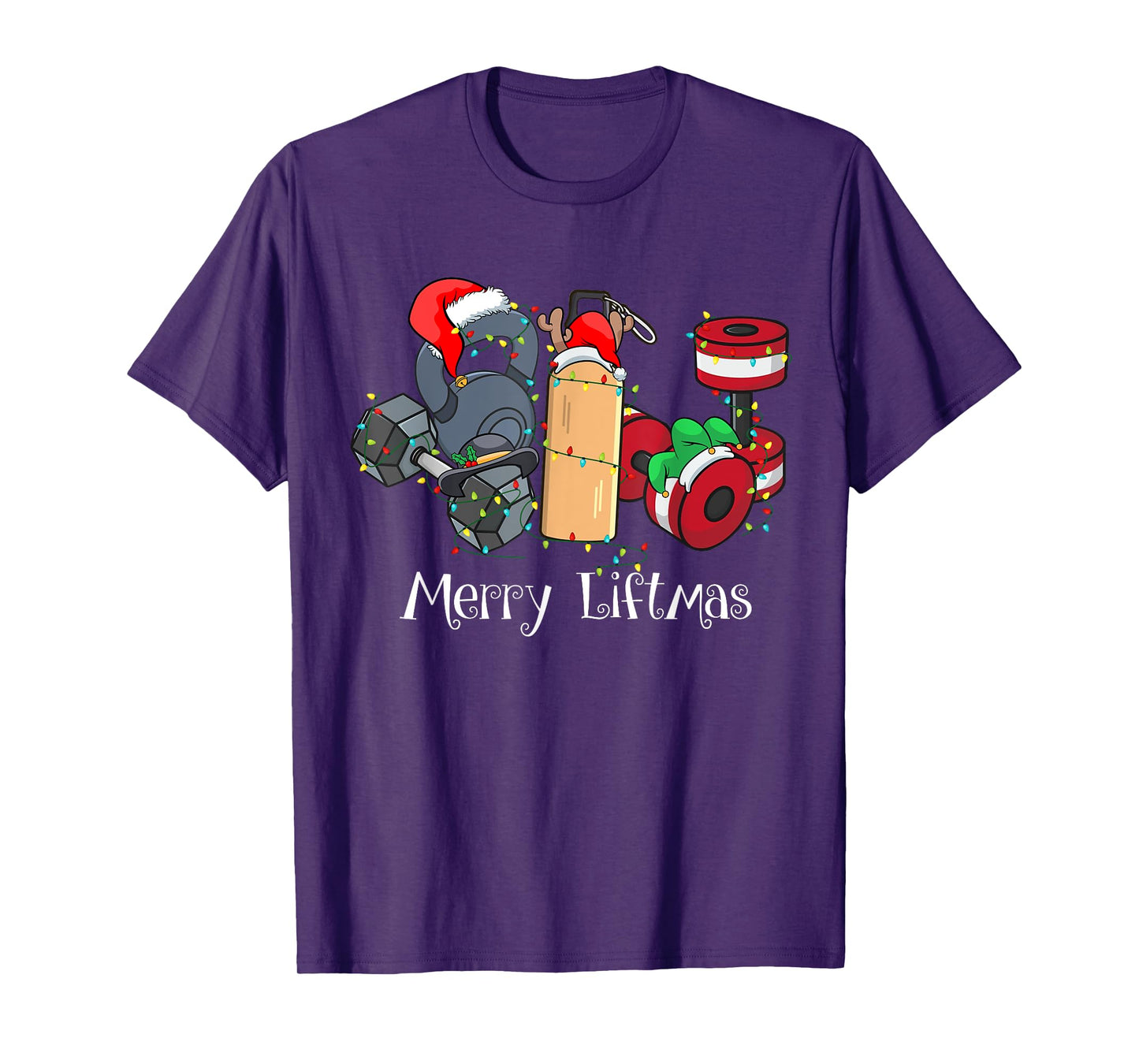 Merry Liftmas Christmas Gym Workout Kettlebell Weightlifting T-Shirt