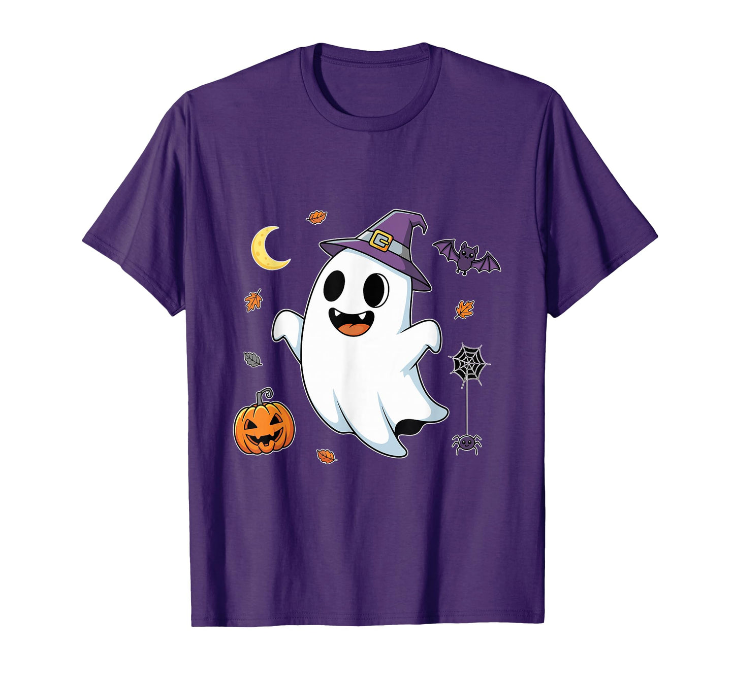 Spooky Halloween Ghost with Witch Hat T-Shirt