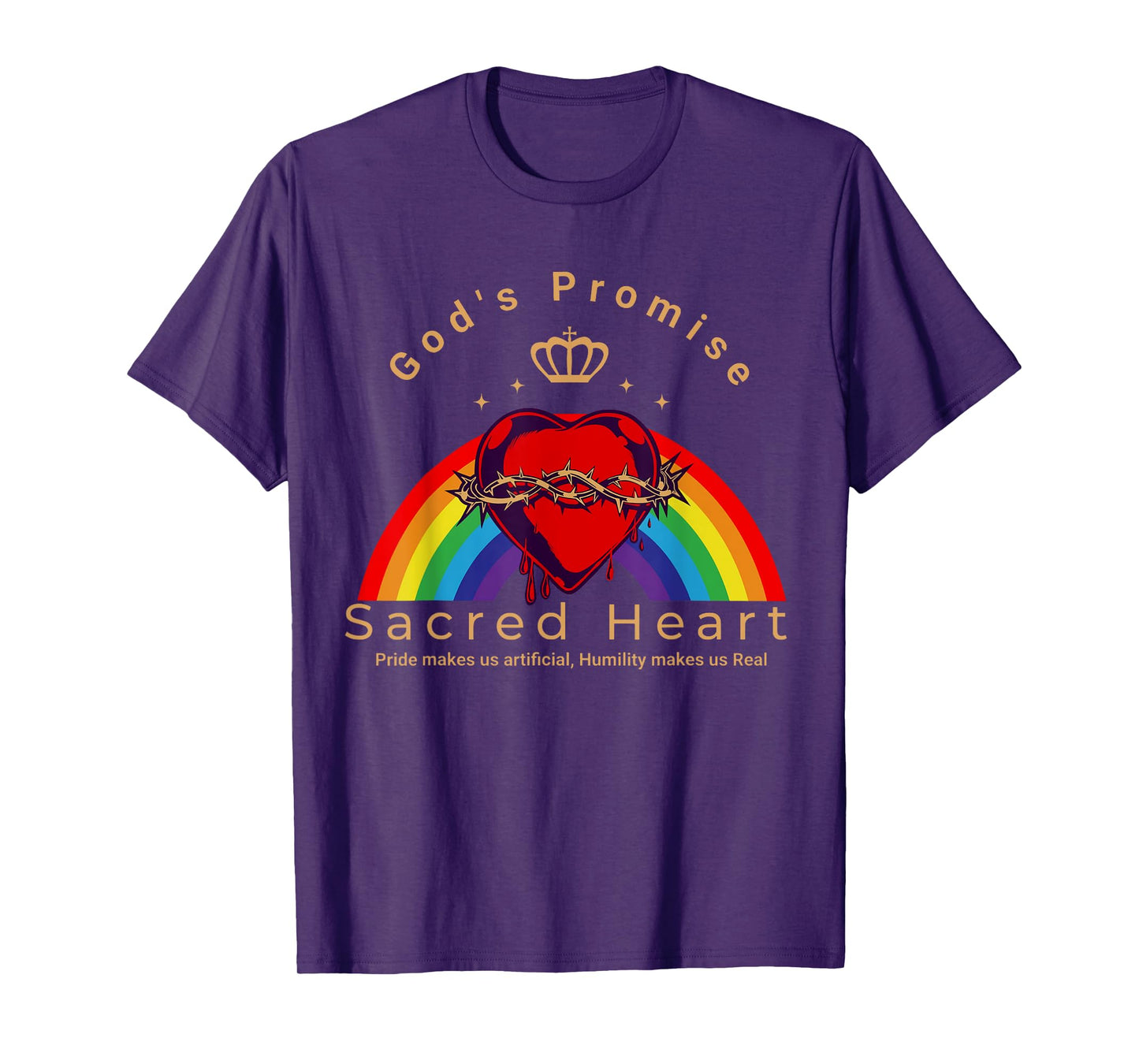Sacred Heart of Jesus Rainbow Funny God Christian LGBT Pride T-Shirt