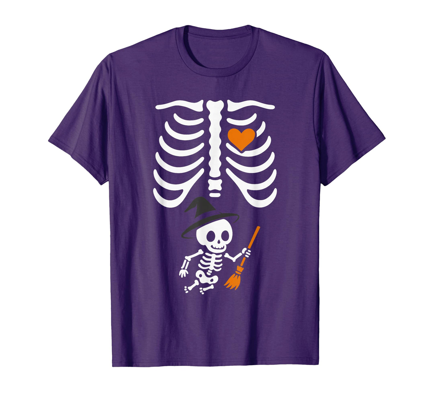 Pregnancy Baby Skeleton Witch Announcement Mom Halloween T-Shirt