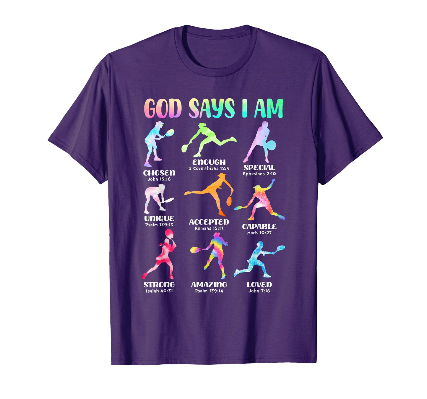God Says I Am Christian Girls Teens Kids Tennis Tie Dye T-Shirt
