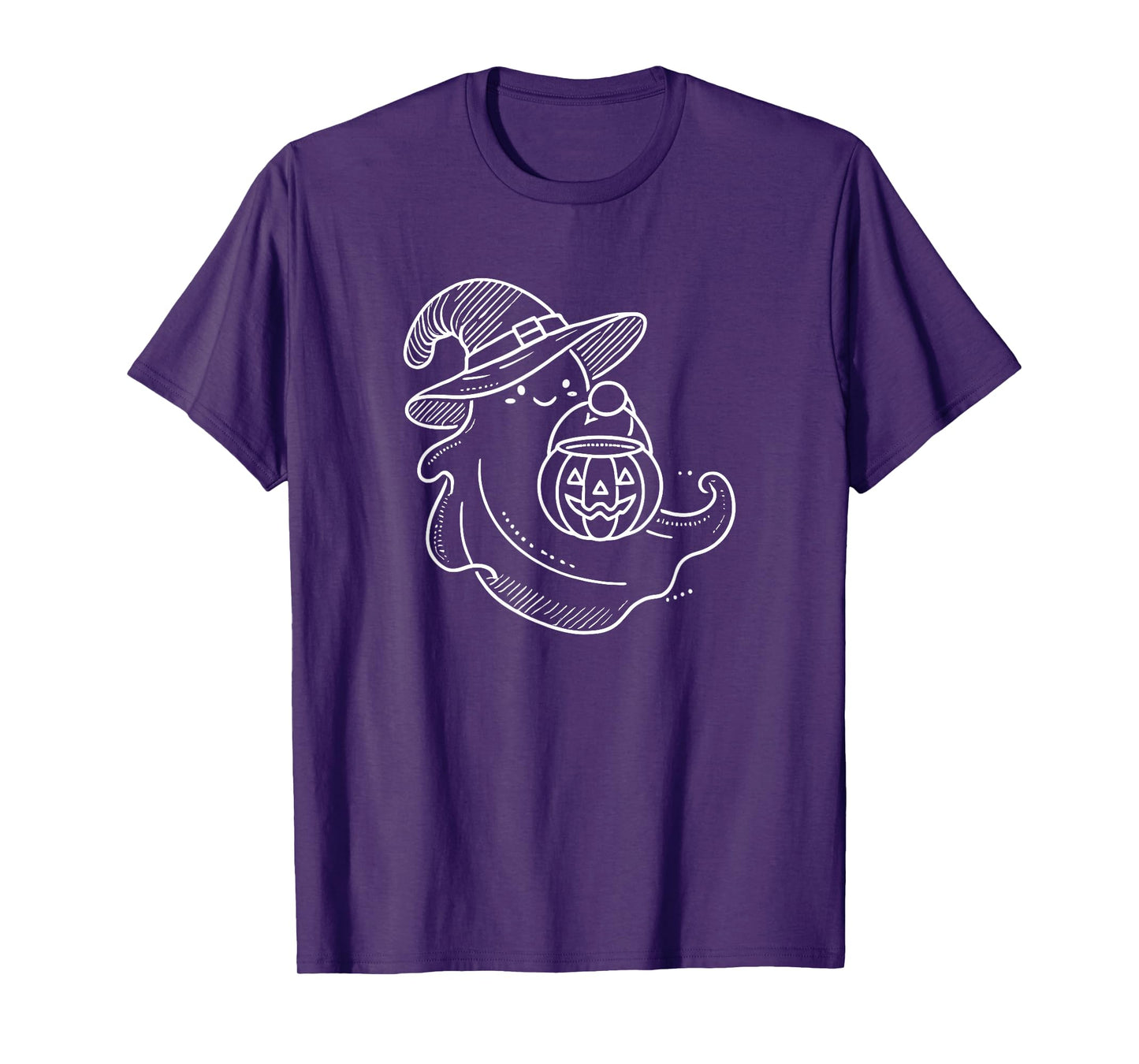 Line Art Halloween Trick Or Treat Witch Ghost T-Shirt