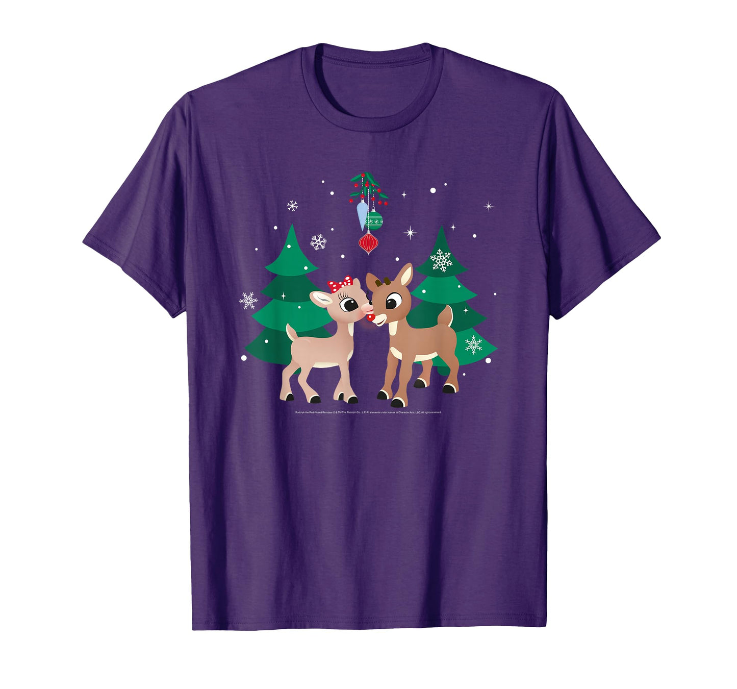 Rudolph and Clarice Fawn'd of You Mistletoe Retro Christmas T-Shirt