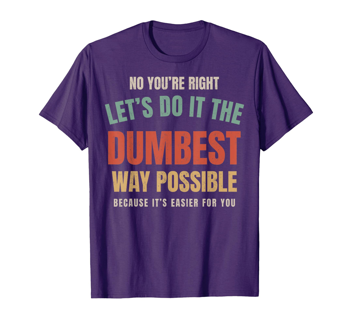 No You're Right Let's Do It The Dumbest Way Possible Funny T-Shirt