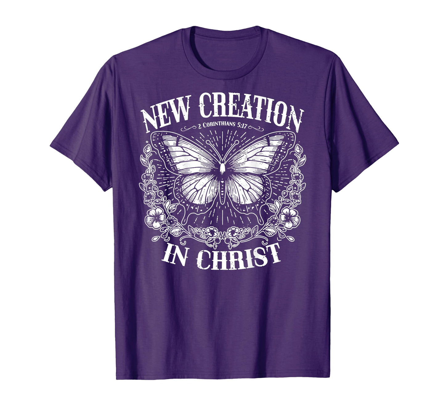 New Creation In Christ, Boho Christian, Faith - On Back T-Shirt
