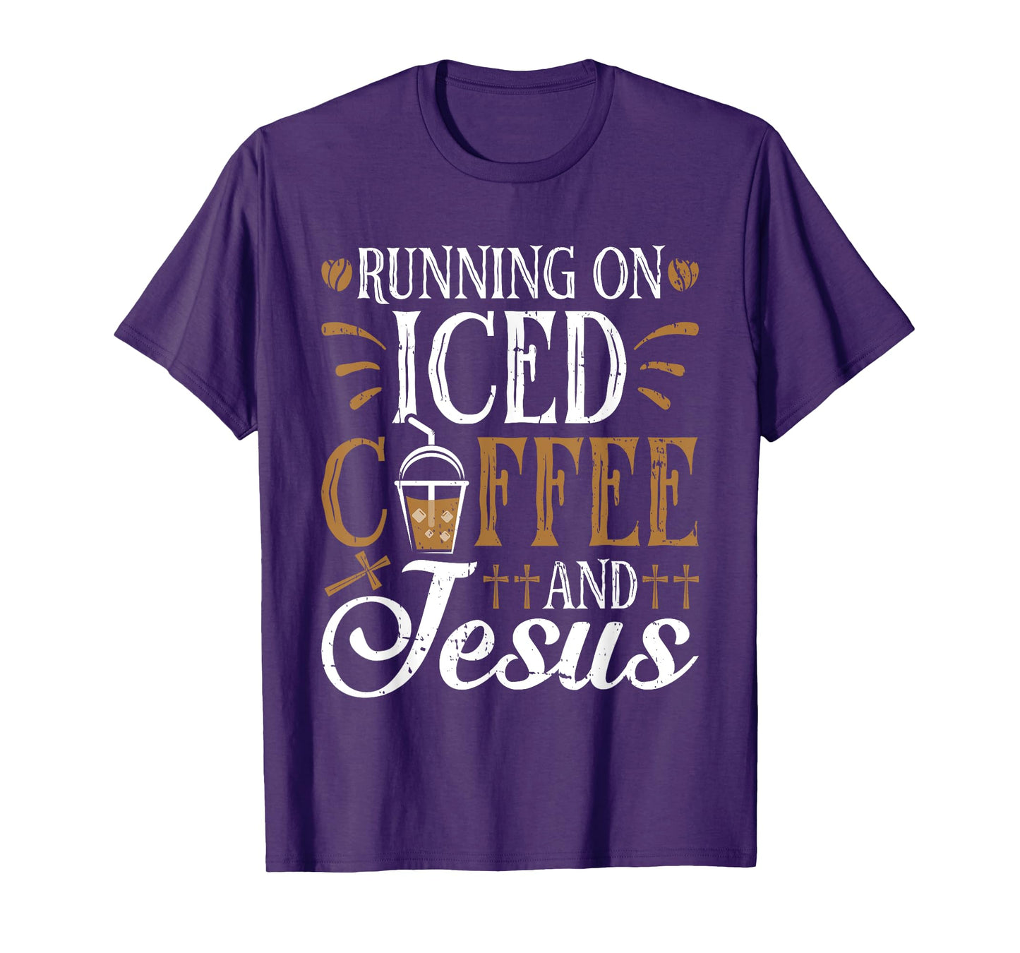 Running On Iced Coffee and Jesus Cold Brew Christian T-Shirt