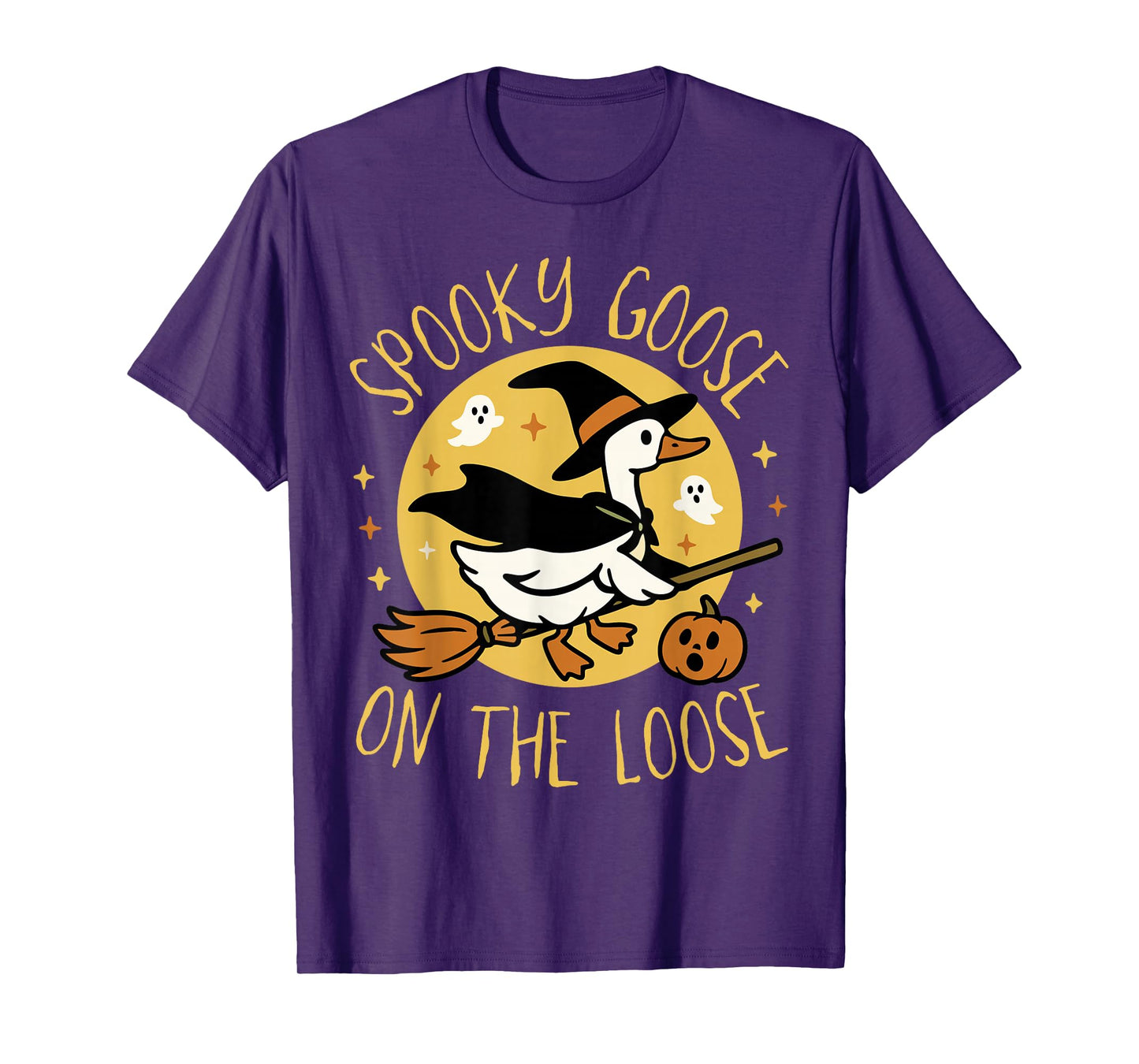 Spooky Goose On The Loose Funny Goose Witch Animal Halloween T-Shirt