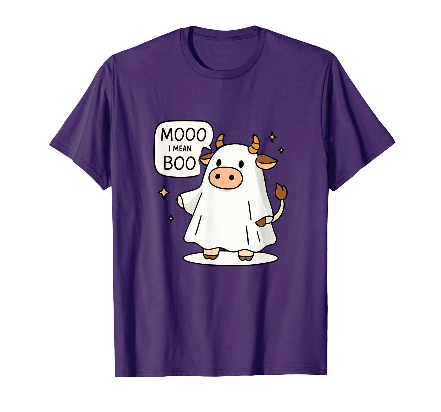 Moo I Mean Boo Halloween Highland Cow Ghost Cow Lover Farm T-Shirt