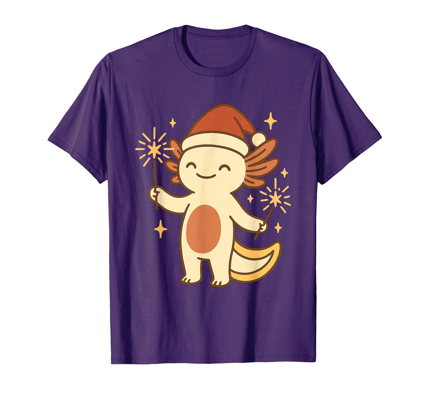 Cute Axolotl Christmas with Sparklers Holiday T-Shirt