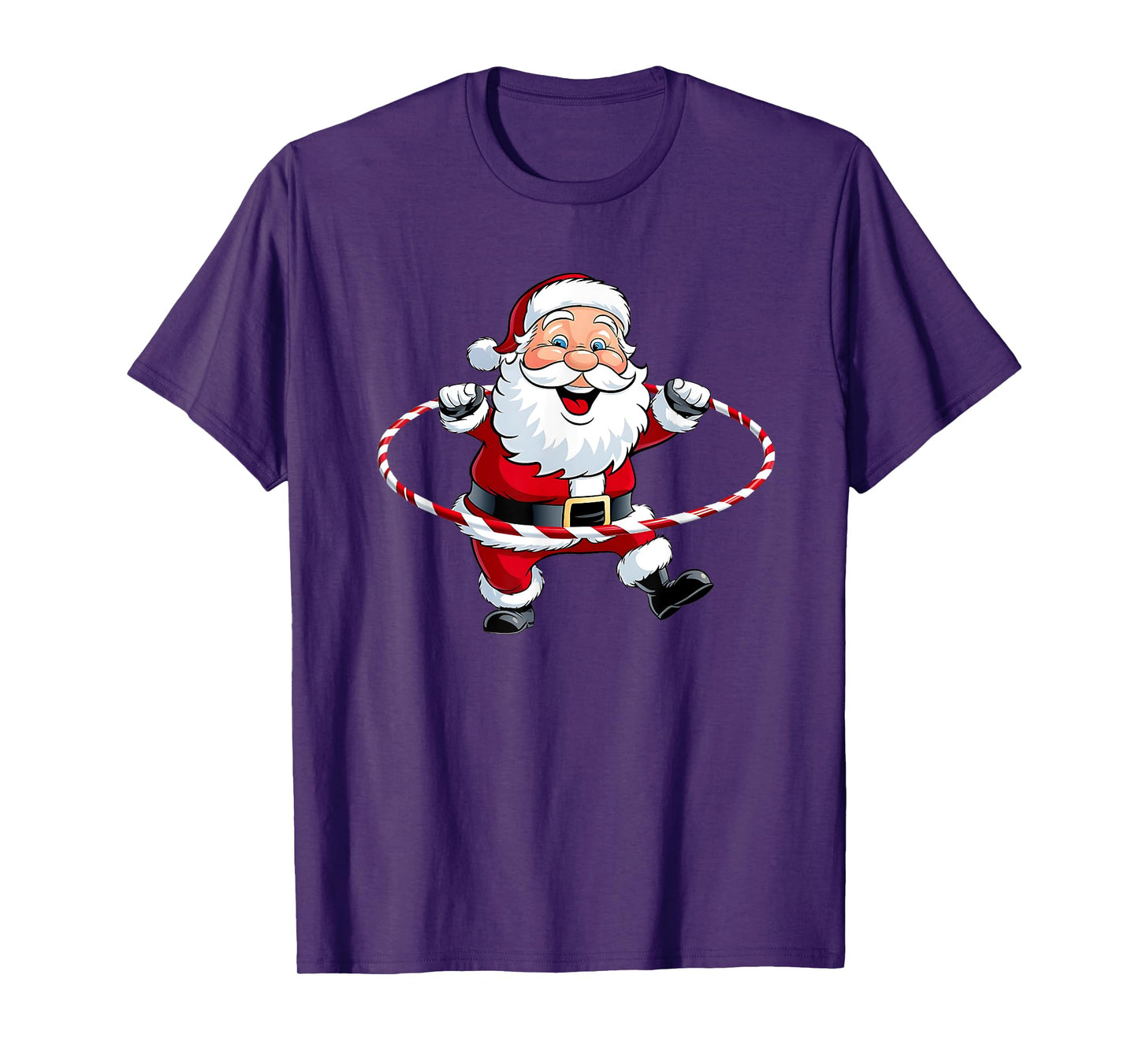 Funny Santa Claus Hula Hooping Exercise Merry Christmas Xmas T-Shirt