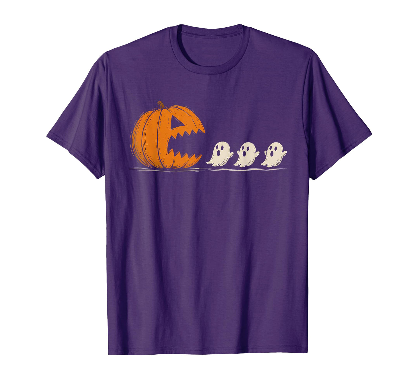 Halloween Gamer Pumpkin Eating Ghost Costume Men Boys Kids T-Shirt
