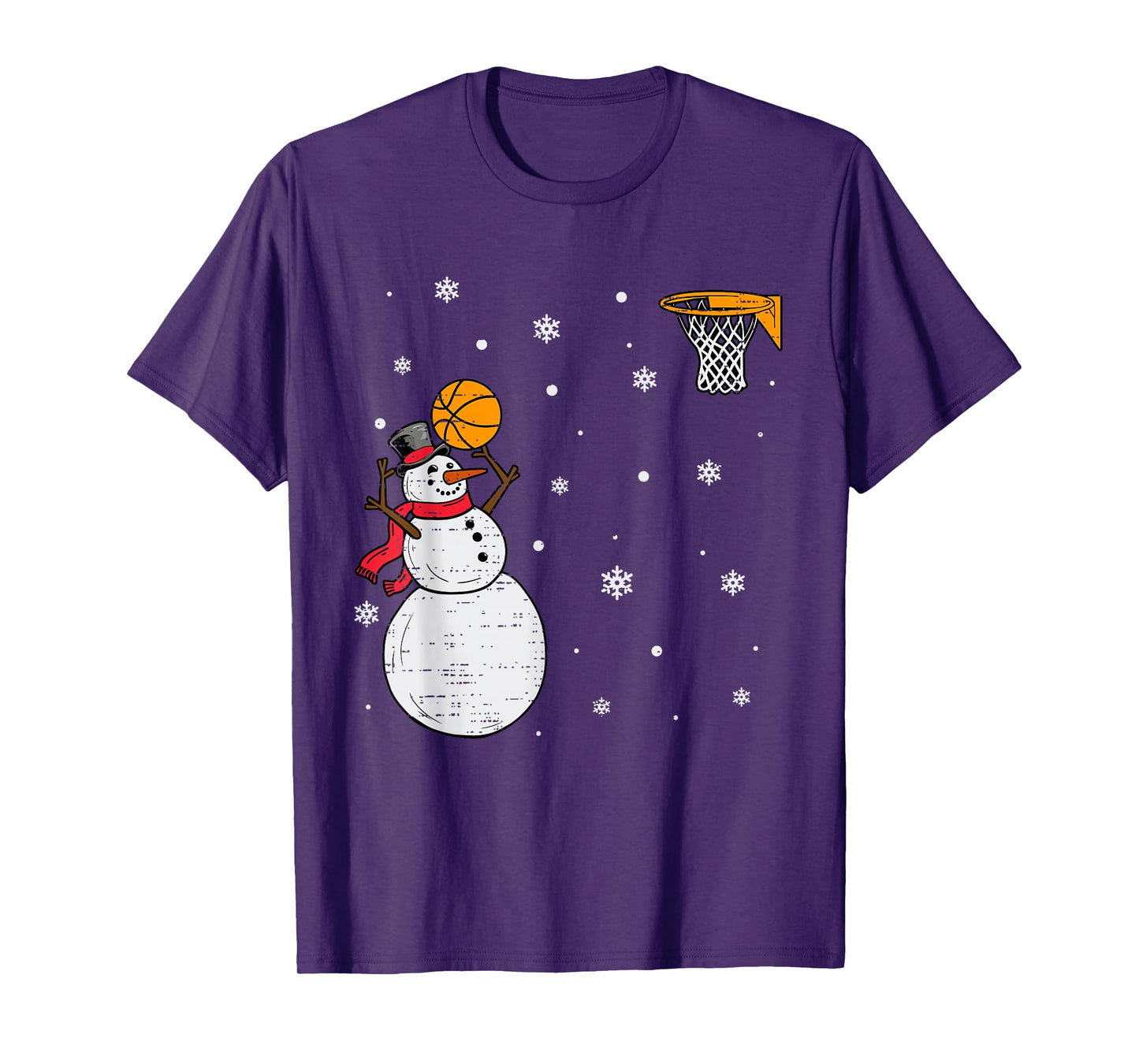 Funny Snowman Basketball Christmas Xmas Sports Men Boys Kids T-Shirt