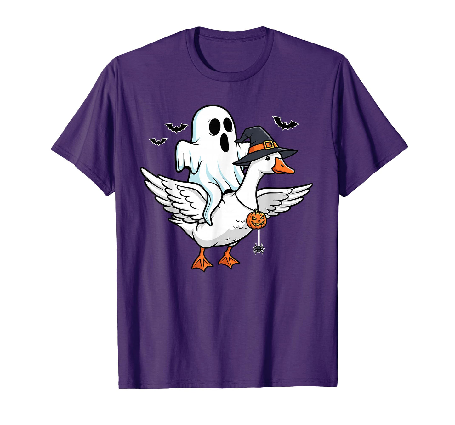Ghost Riding A Goose Funny Witch Hat Silly Animal Halloween T-Shirt