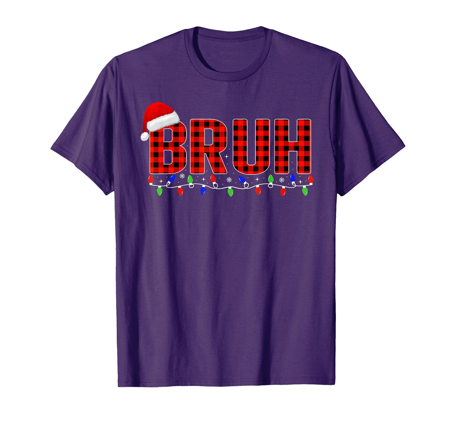 Christmas Bruh Plaid Teens Boys Men Kids Funny Xmas Pajamas T-Shirt