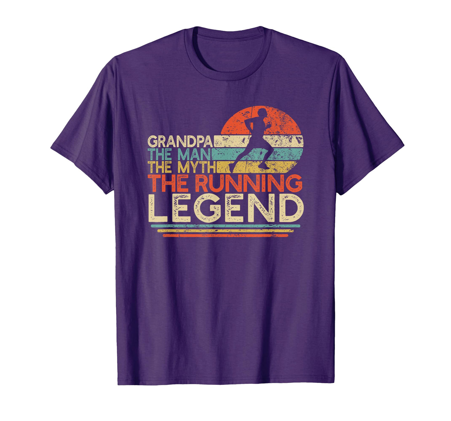 Vintage Running Grandpa Man Myth Legend Marathon Runner Gift T-Shirt