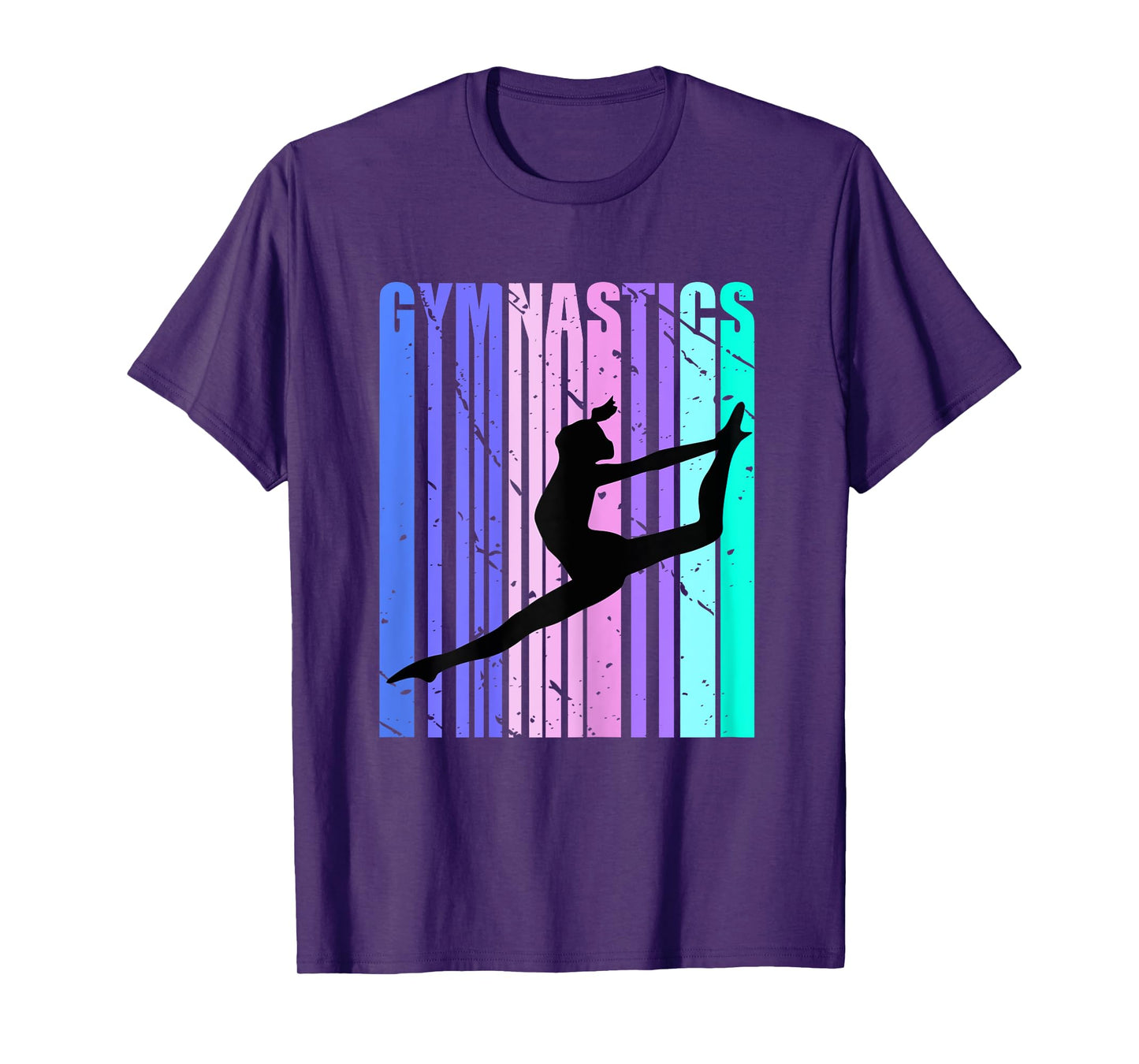 Retro Girls Gymnastics Purple Green Woman Women Gymnast T-Shirt