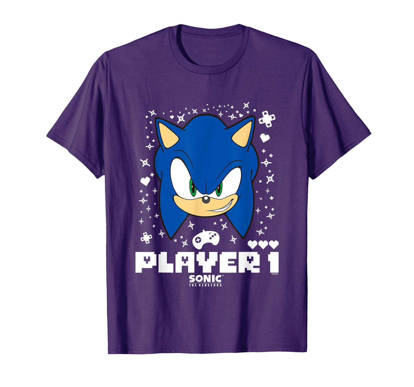 Sonic The Hedgehog Valentine's Day Player 1 Sonic Big Face T-Shirt