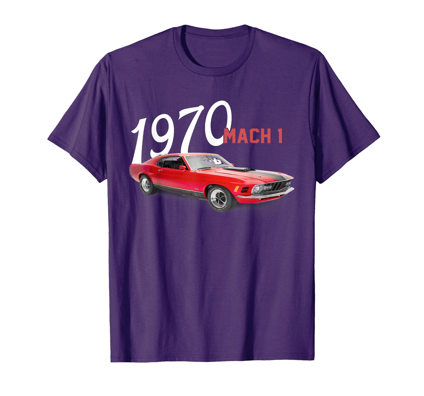 1970 70 Mach 1 Red Classic Vintage Old Car USA Flag T-Shirt