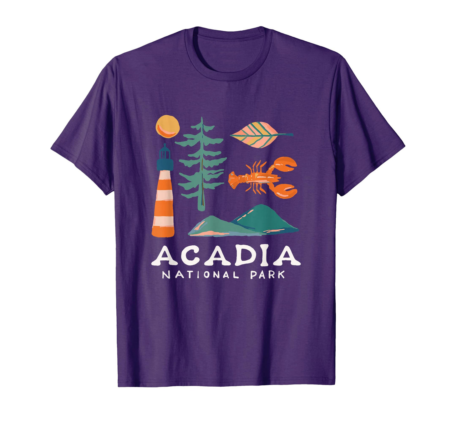 Acadia National Park Travel Icons Maine Vacation Souvenir T-Shirt