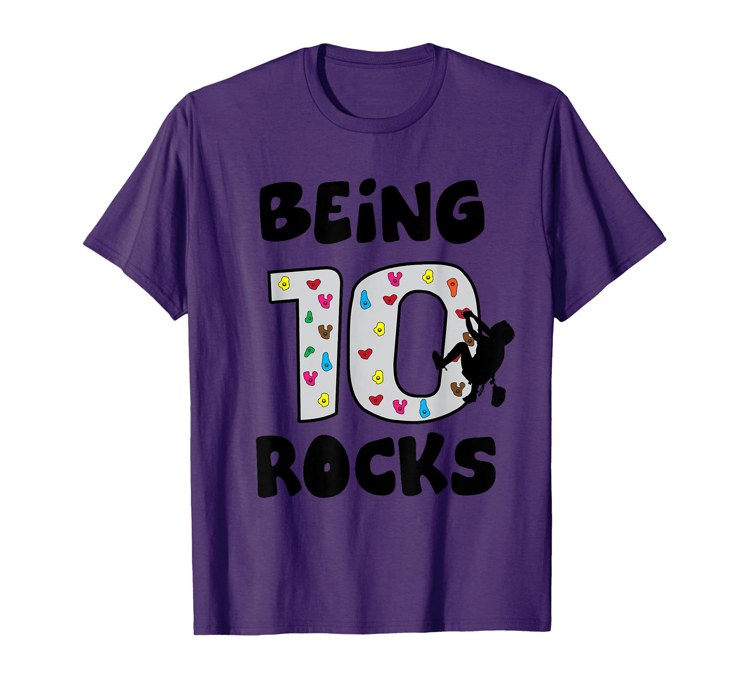 Rock Climbing Funny 10 Years Old 10th Birthday Gift For Kids T-Shirt