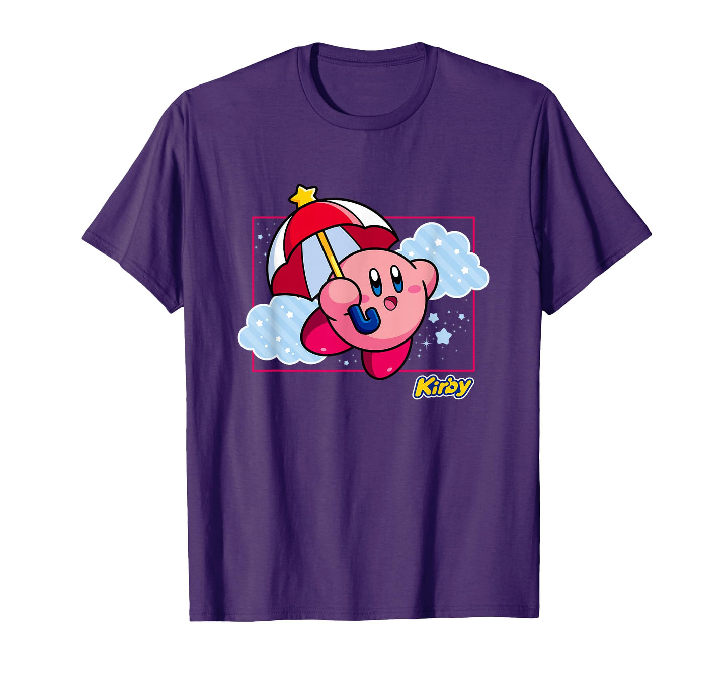 Kirby Magical Umbrella Pastel Cloudy Panel T-Shirt