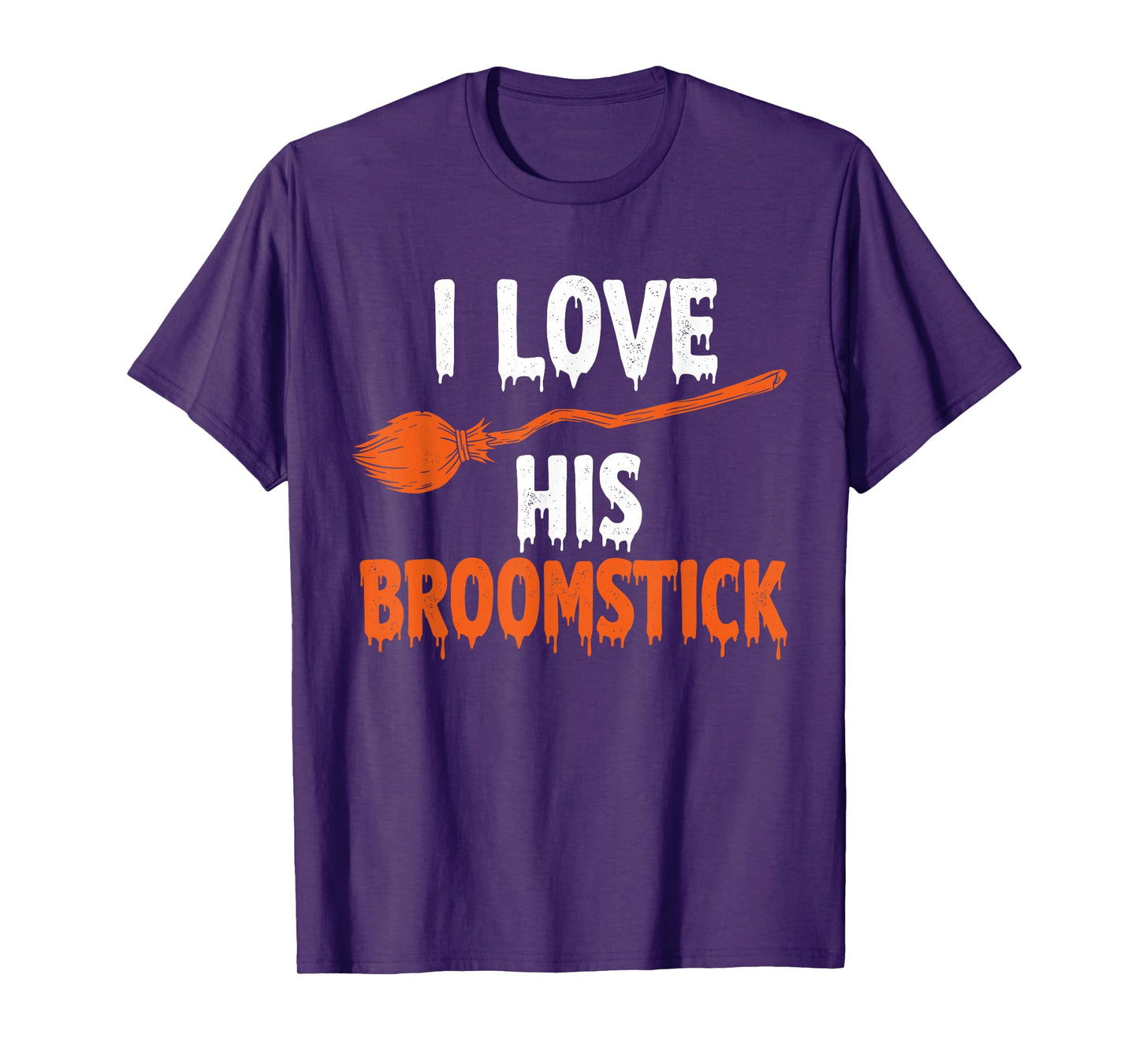 I Love His Broomstick I Love Her Matching Couples Halloween T-Shirt