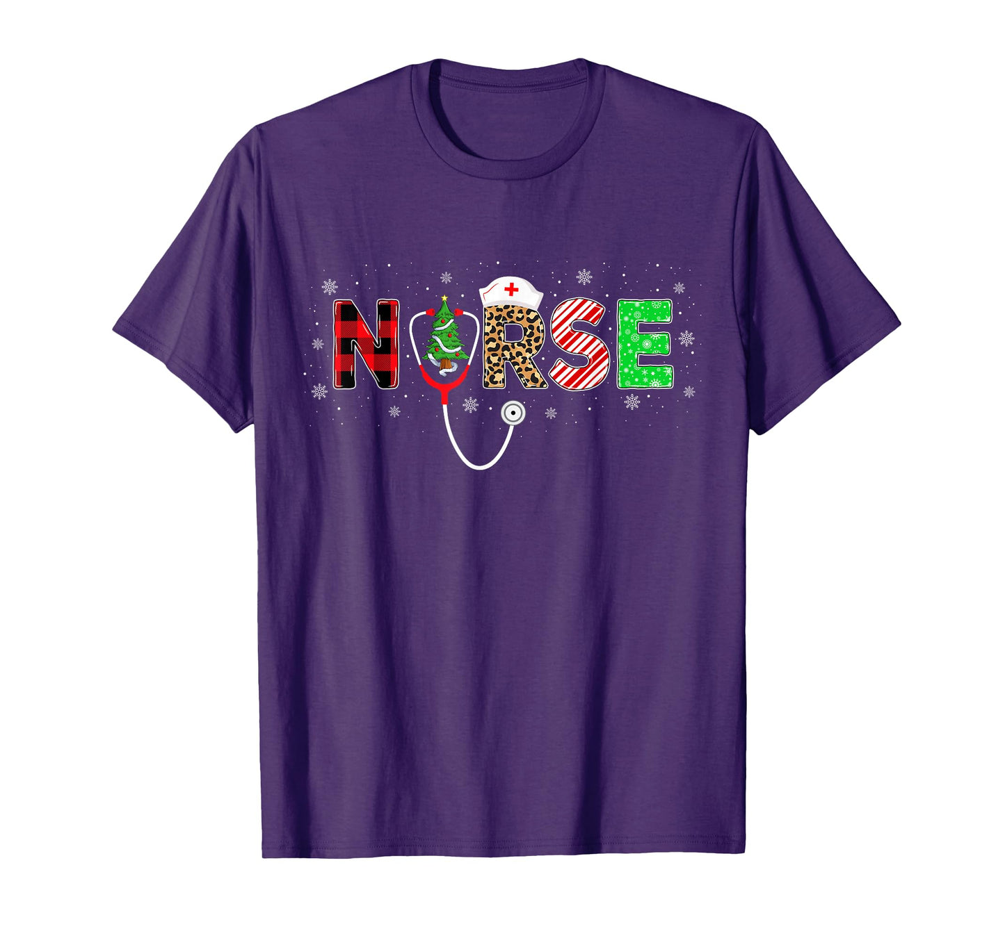 Nurse Scrub Top Santa Elf Reindeer Nurse Christmas Pajamas T-Shirt