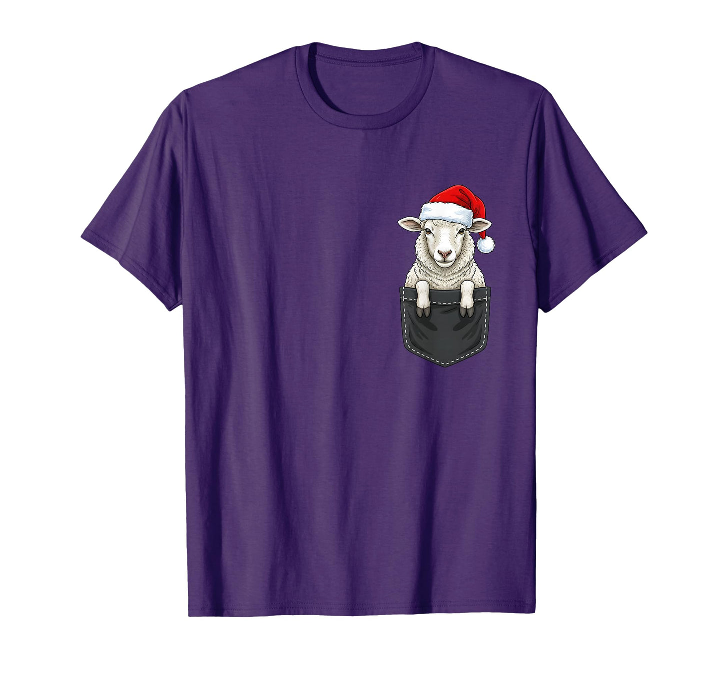 Sheep Christmas Pocket Santa Hat T-Shirt