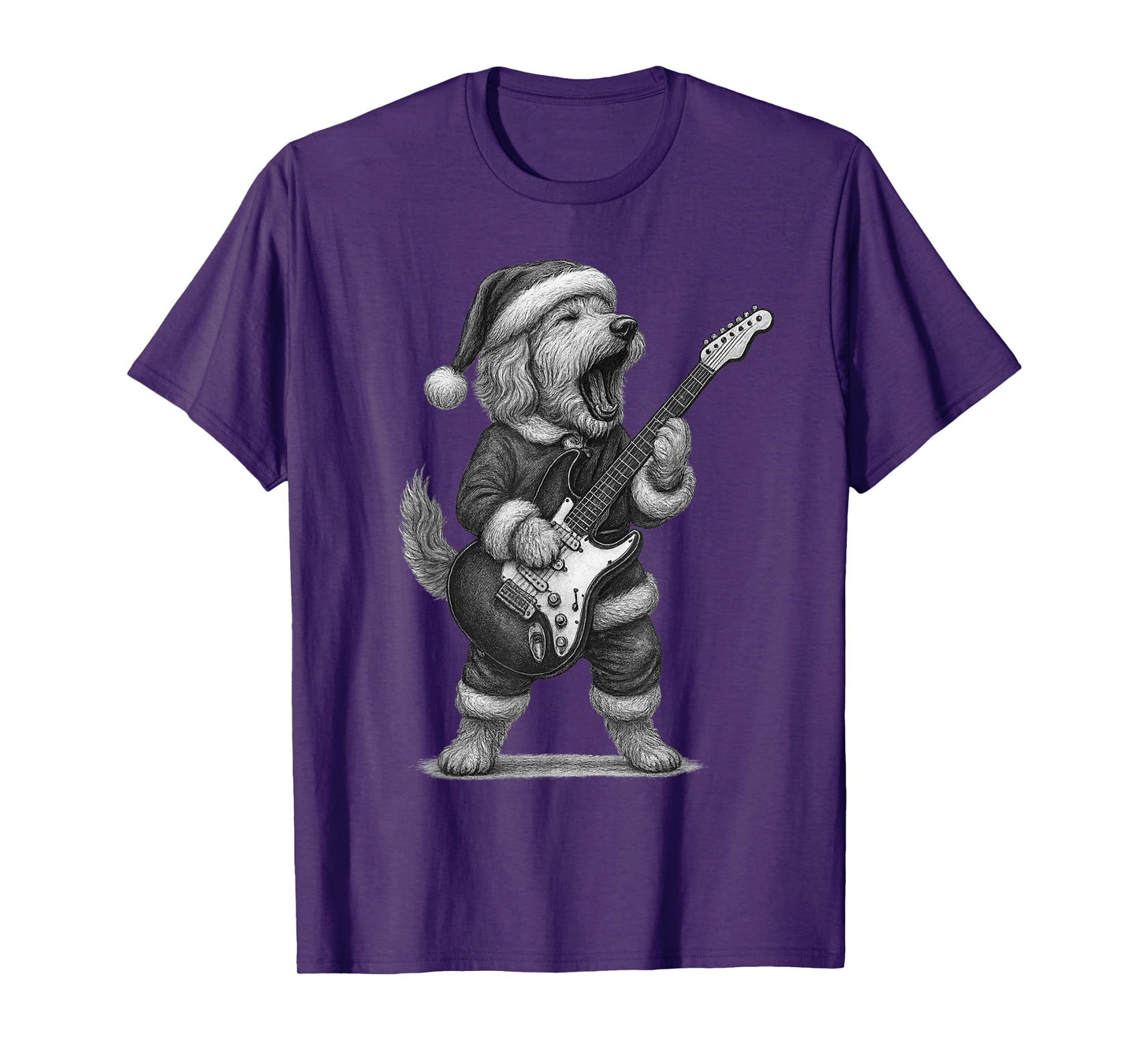 Goldendoodle Playing Guitar Christmas Dog Lover T-Shirt