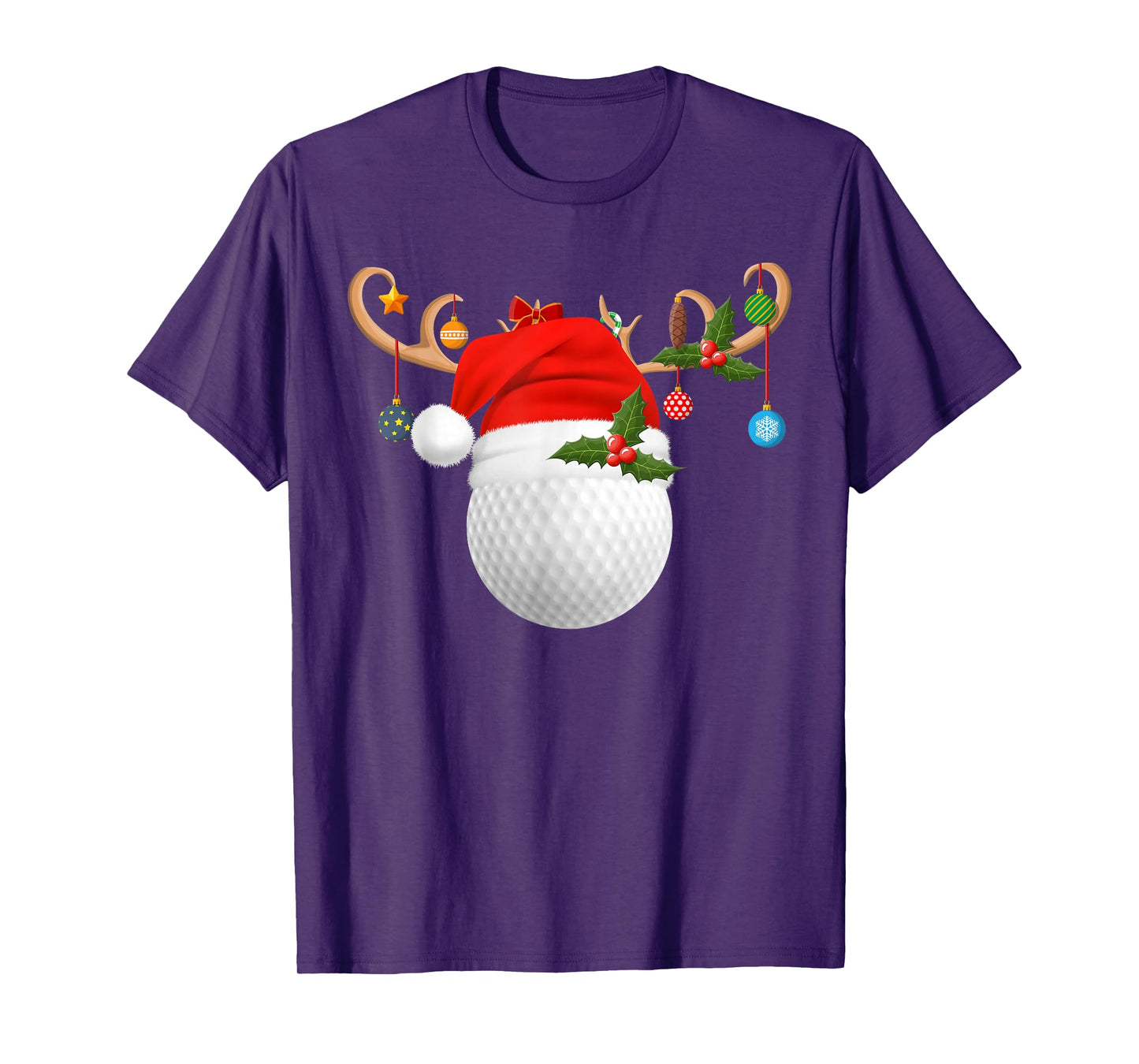 Golf Christmas Pajamas Reindeer Santa Hat Sports Player Xmas T-Shirt