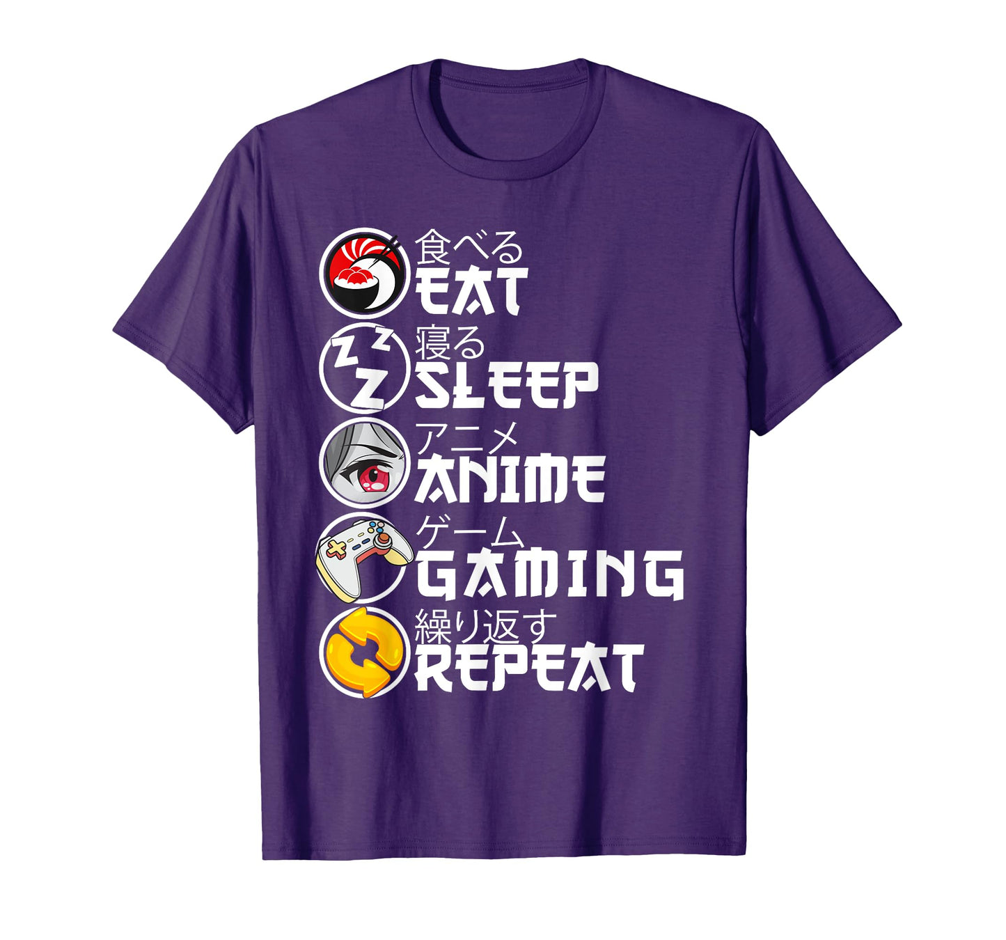 Retro Eat Sleep Anime Gaming Repeat Kawaii Anime Manga Gamer T-Shirt