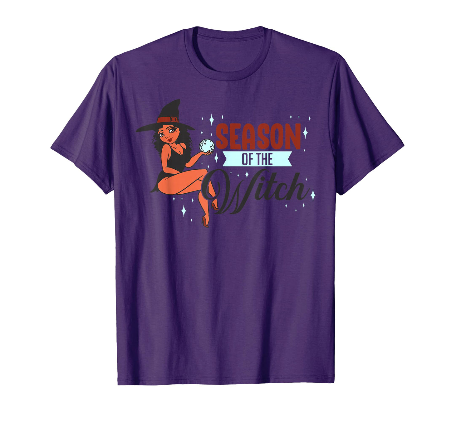 Funny Halloween Black Melanin Witch Season of The Witches T-Shirt