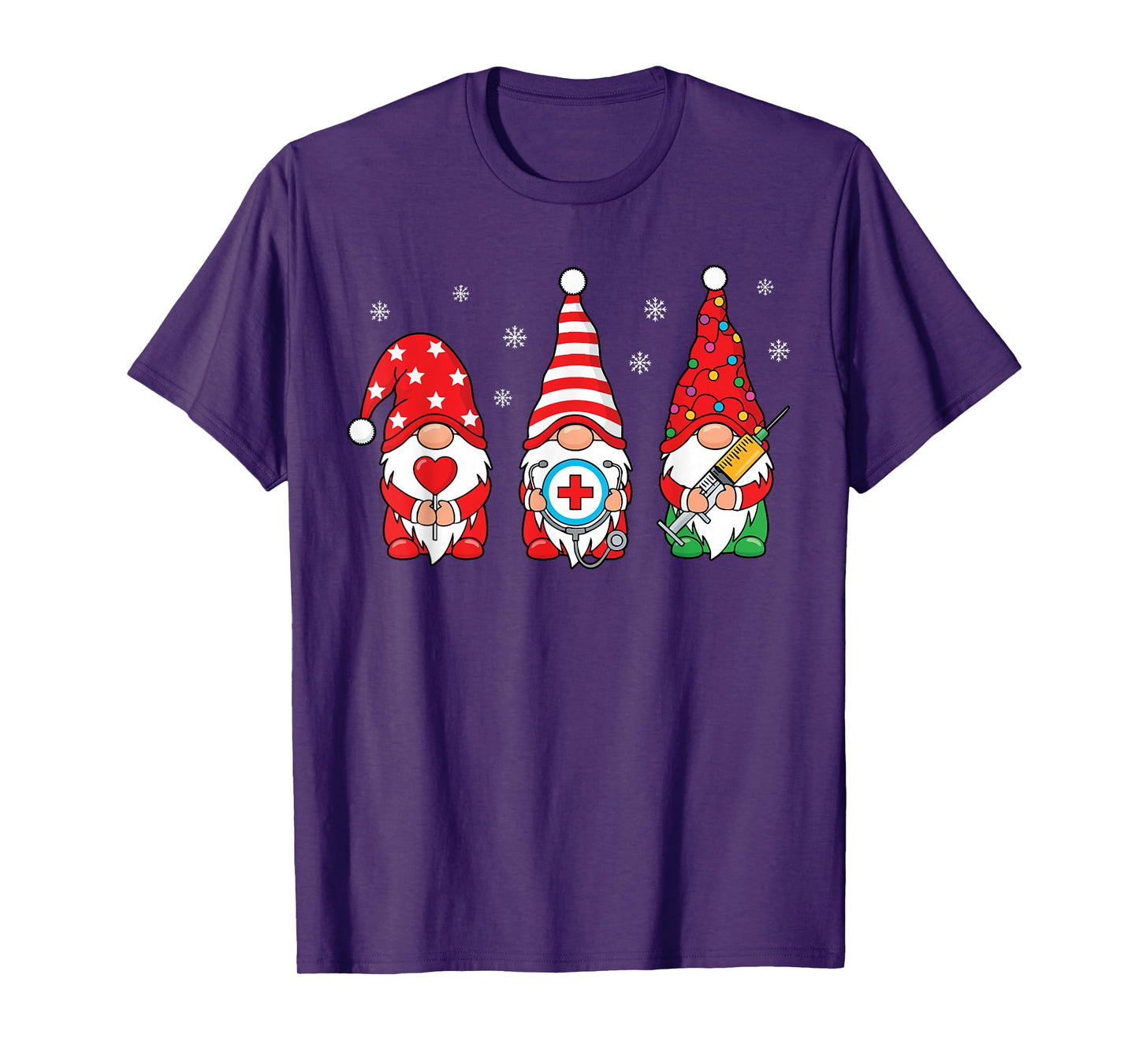 Nurse Christmas Gnomes Xmas Scrub Top ER Rn Nursing Gnomies T-Shirt