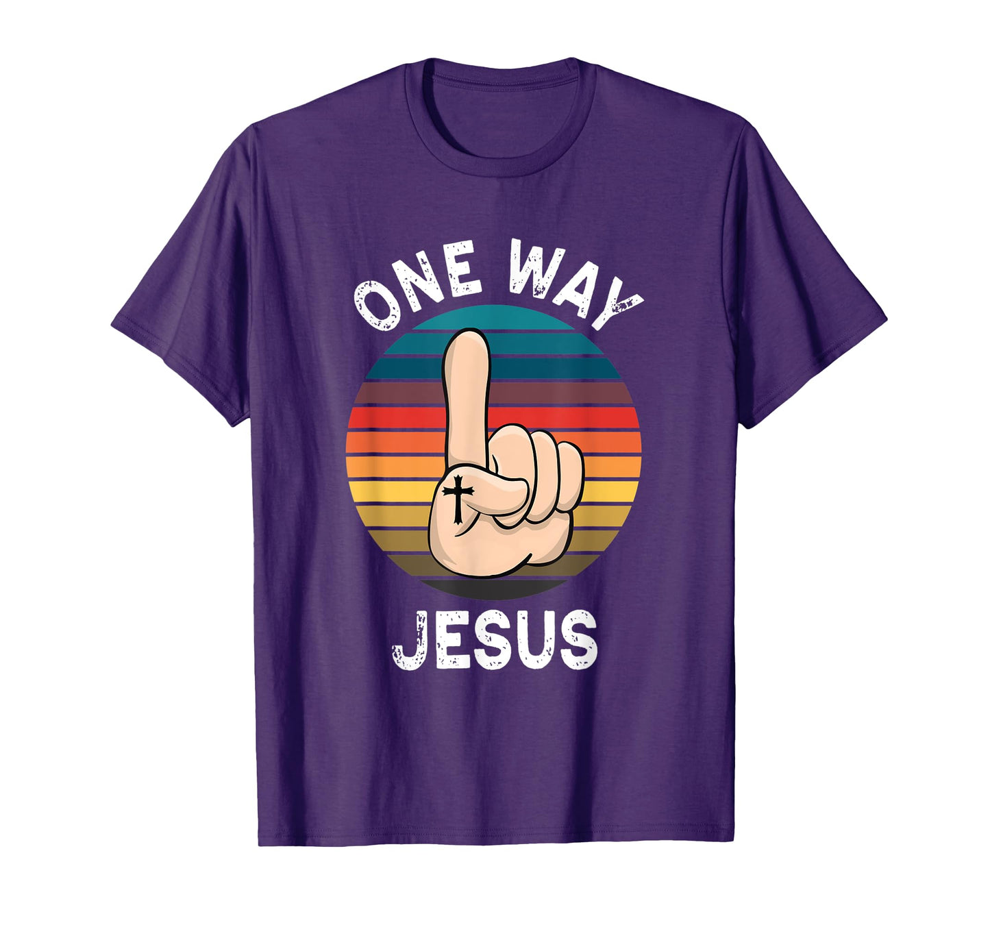 Vintage Finger Up People Christian Revolution One Way Jesus T-Shirt