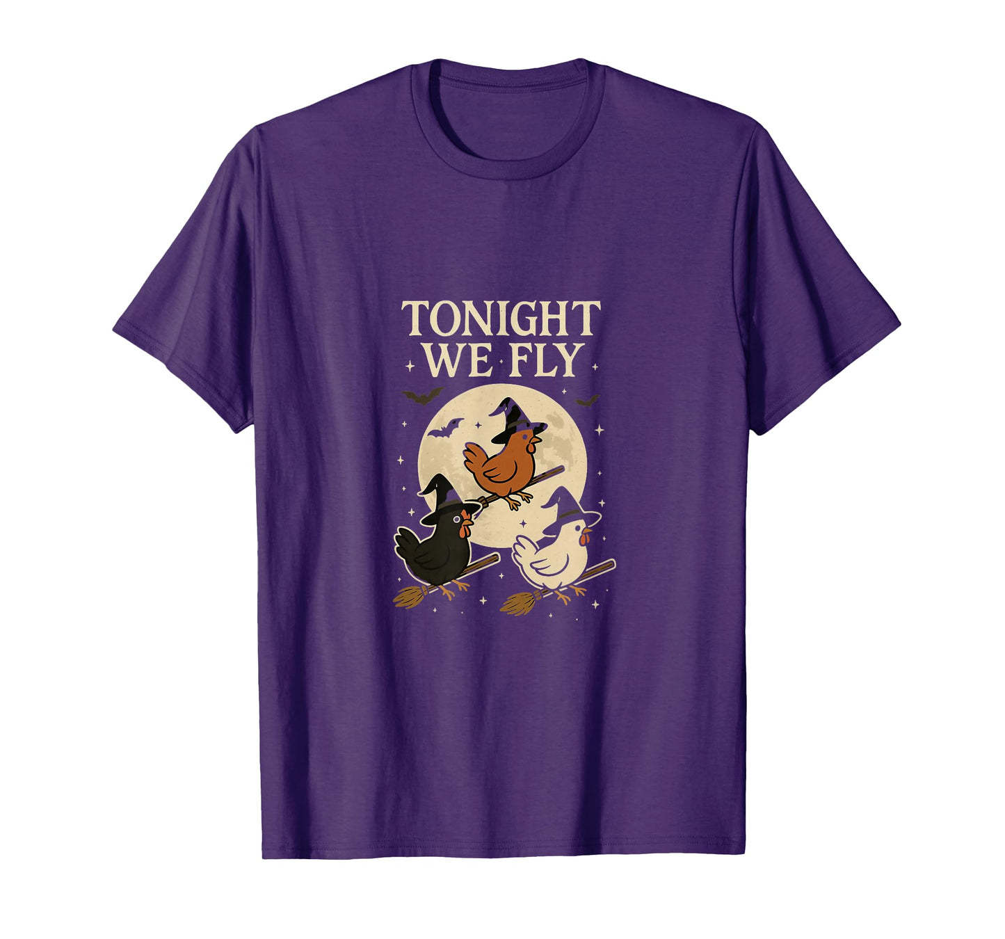 Funny Halloween Chickens Witch Broomstick Tonight We Fly T-Shirt