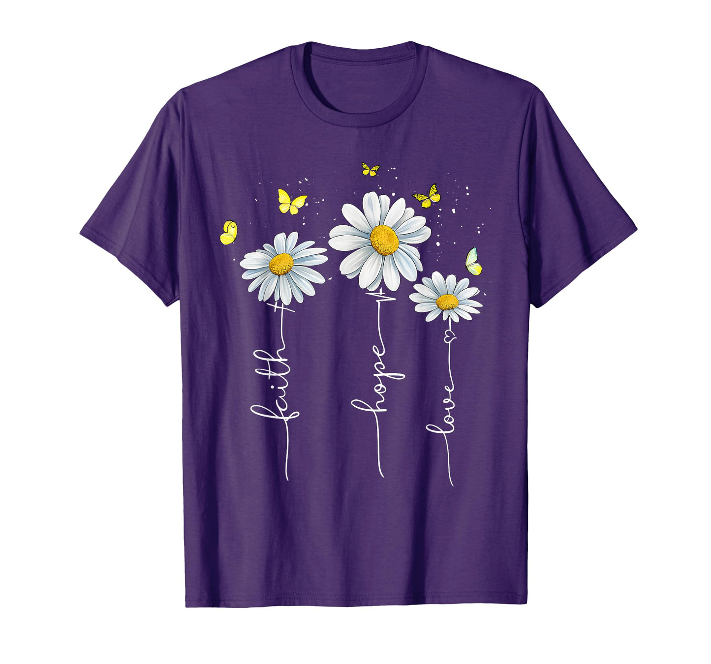 Faith Hope Love Jesus Christian Cross God Faith Flower Bible T-Shirt