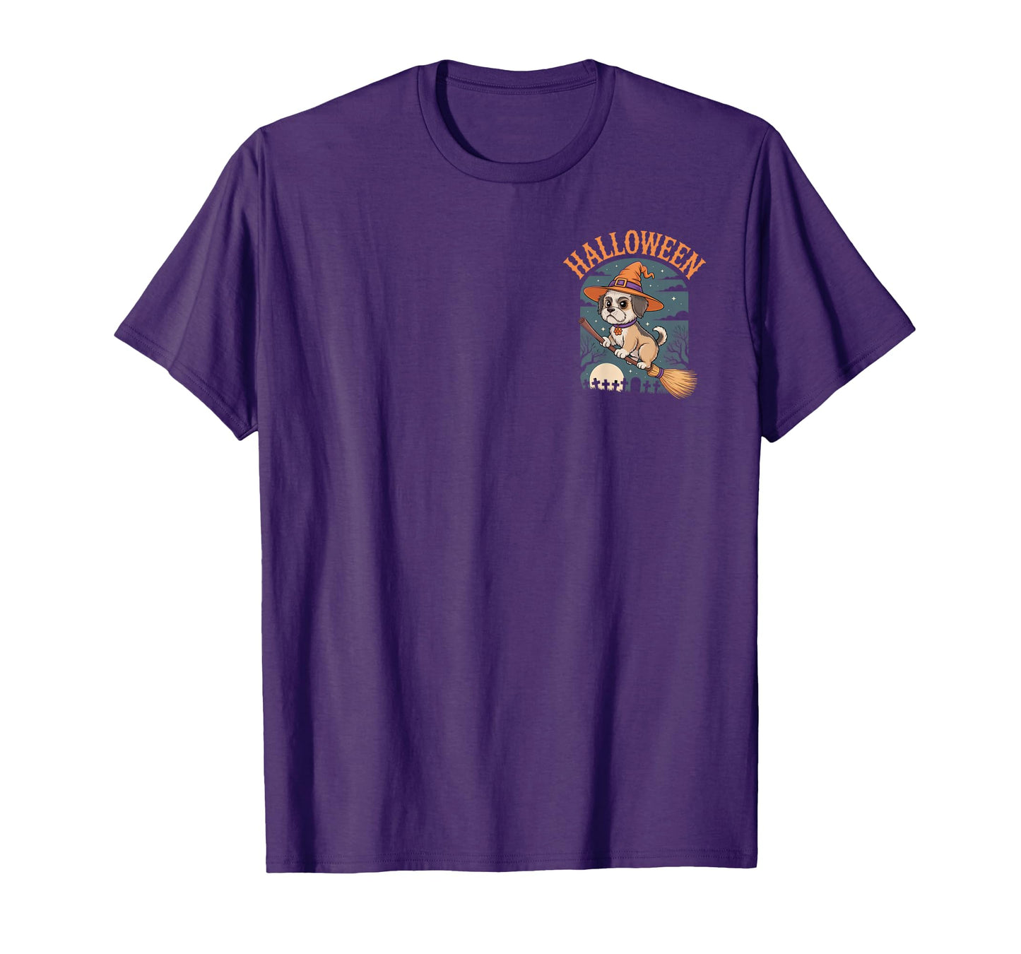Halloween Dog Witch Costume for Pet Lovers Funny Fall Season T-Shirt