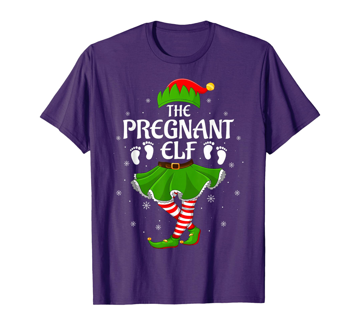 Pregnant Elf Christmas Family Girls Women Elf Squad Xmas T-Shirt