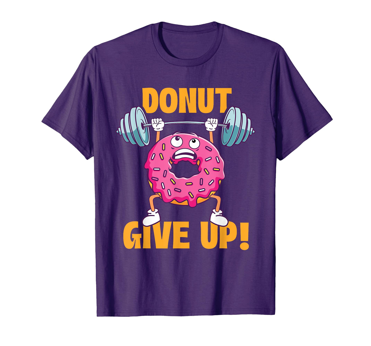 Funny Gym Shirts Donut Give Up - Workout Gym Weightlifting Bodybuilding T-Shirt, Small, Black