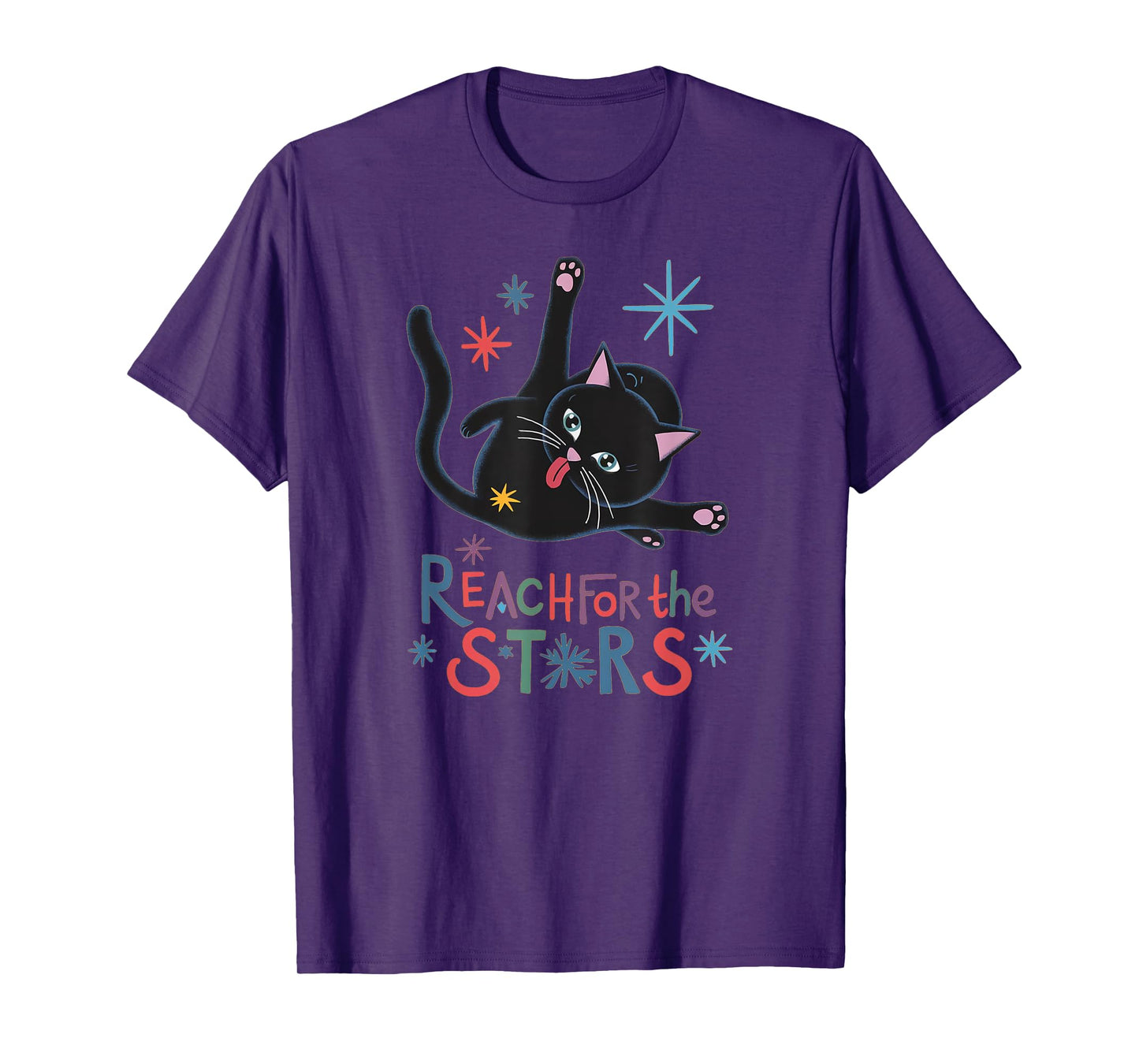 Reach For The Stars - Funny Cute Cat Licking Butt Men Women T-Shirt