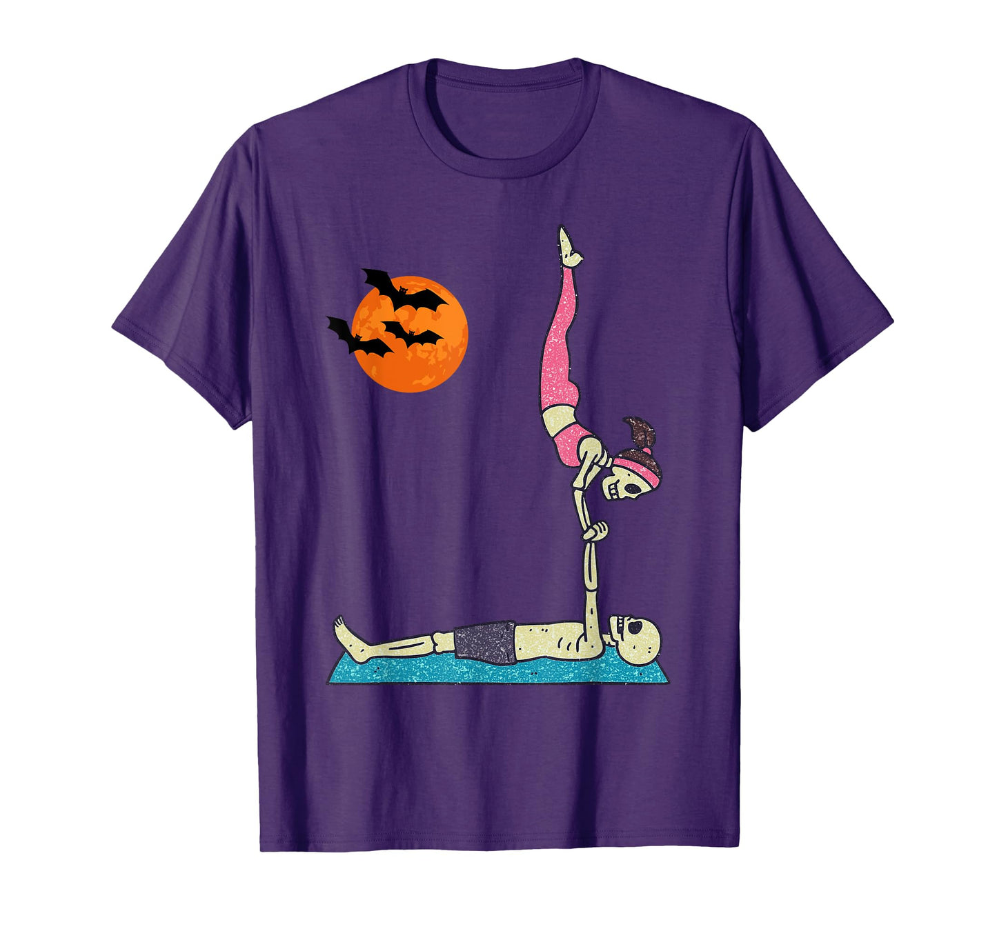 Vintage Halloween Skeleton Yoga Funny Spooky Costume T-Shirt